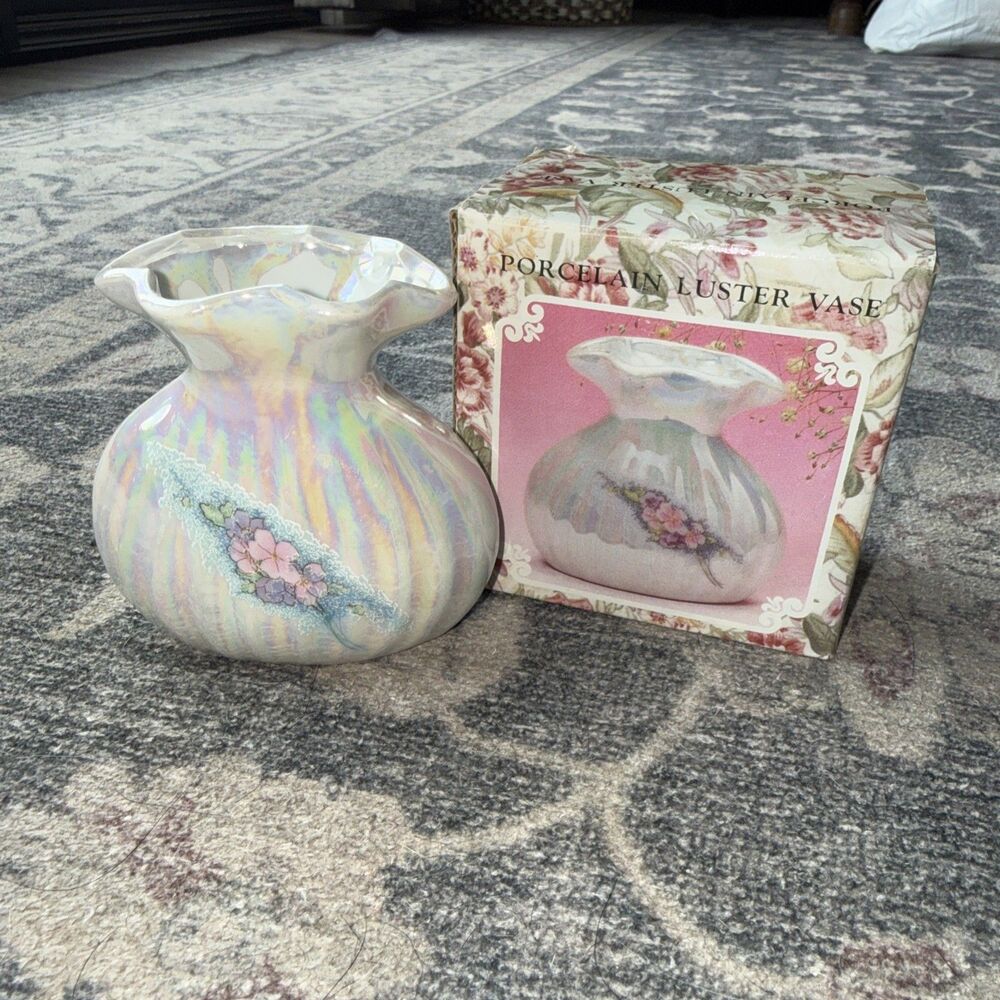 Mini Vintage Porcelain Luster Vase Taiwan NIB